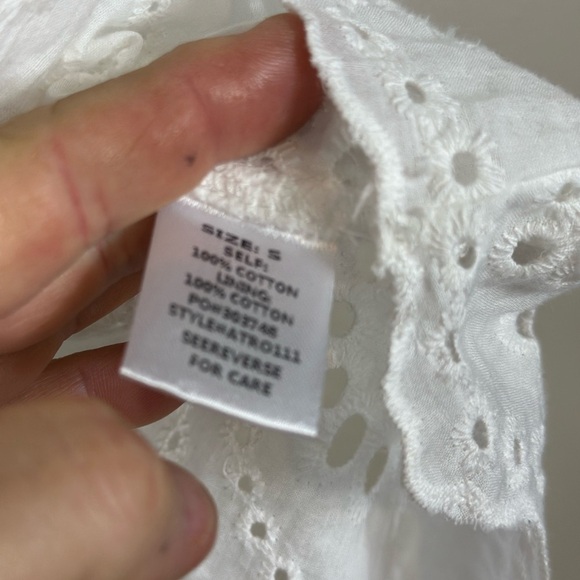 Promesa small white14-1/2 p2p w stretch 25” length puff sleeve smoked babydoll - Picture 6 of 6